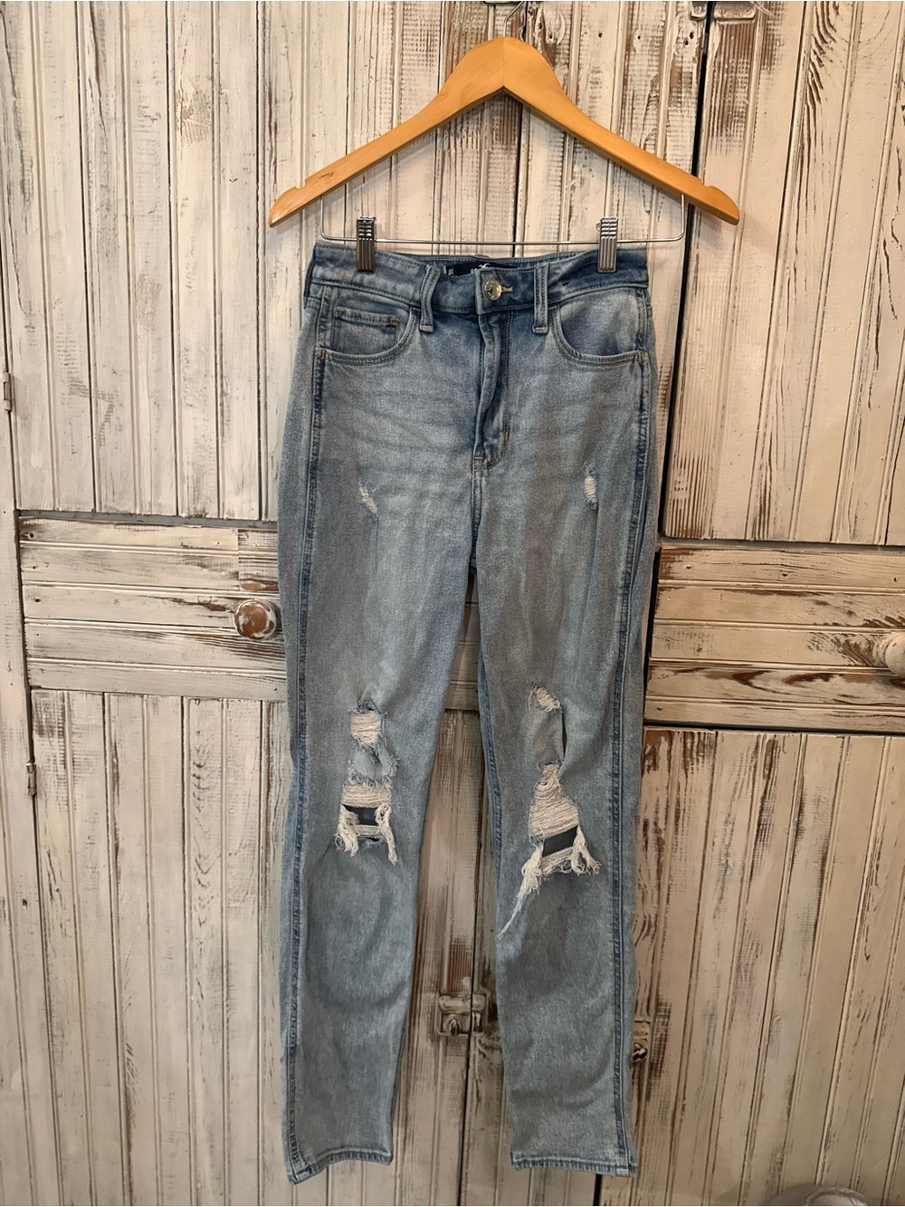 Hollister Light Blue Ripped Skinny Jeans